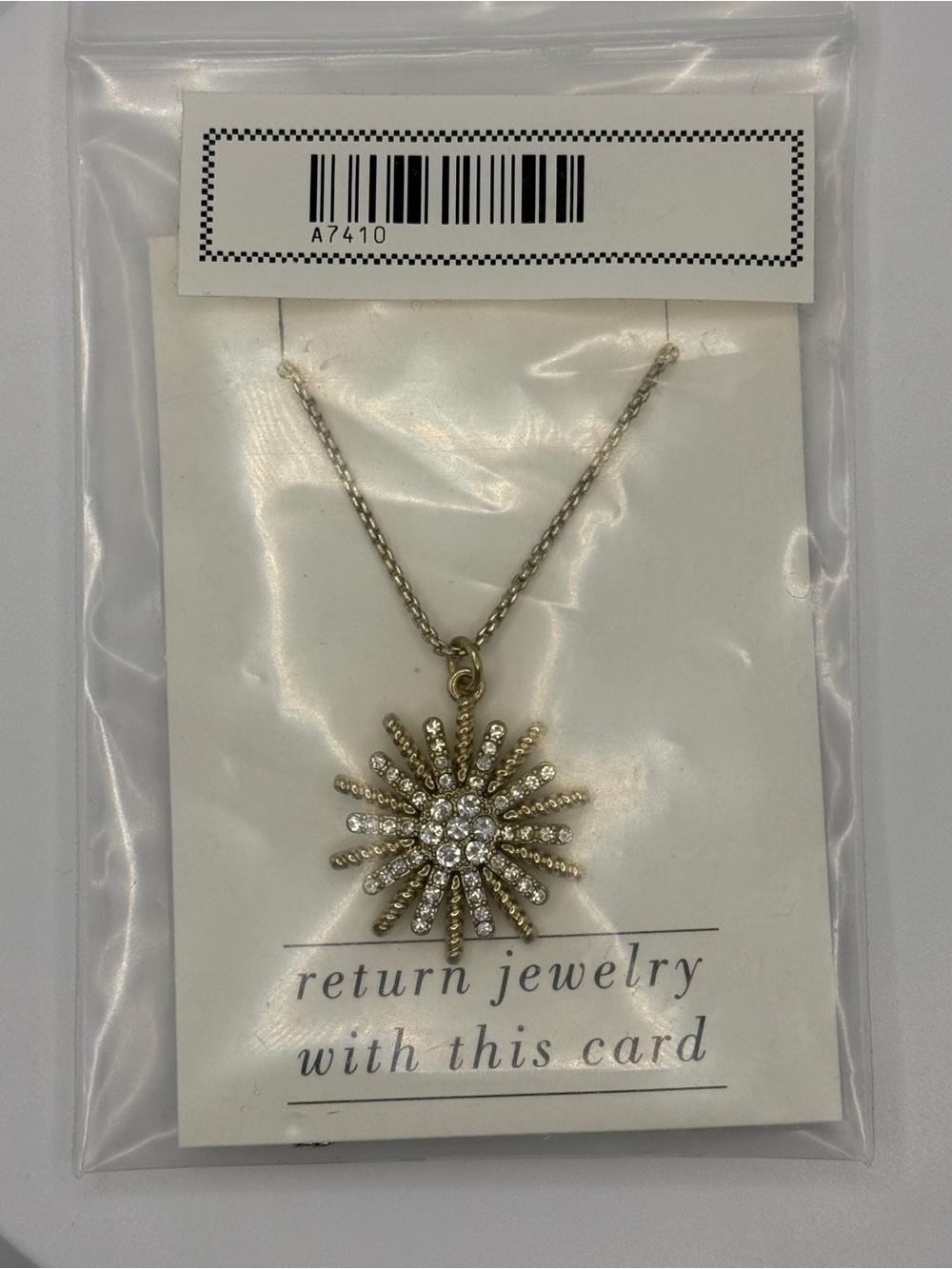 New J.Crew Crystal Sunburst Pendant Necklace